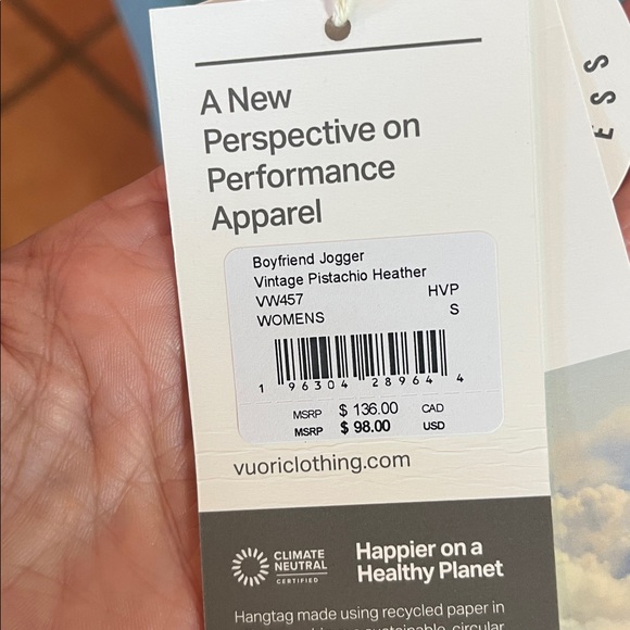 Vuori Vintage Pistachio Heather Boyfriend Jogger, size S - Picture 7 of 8
